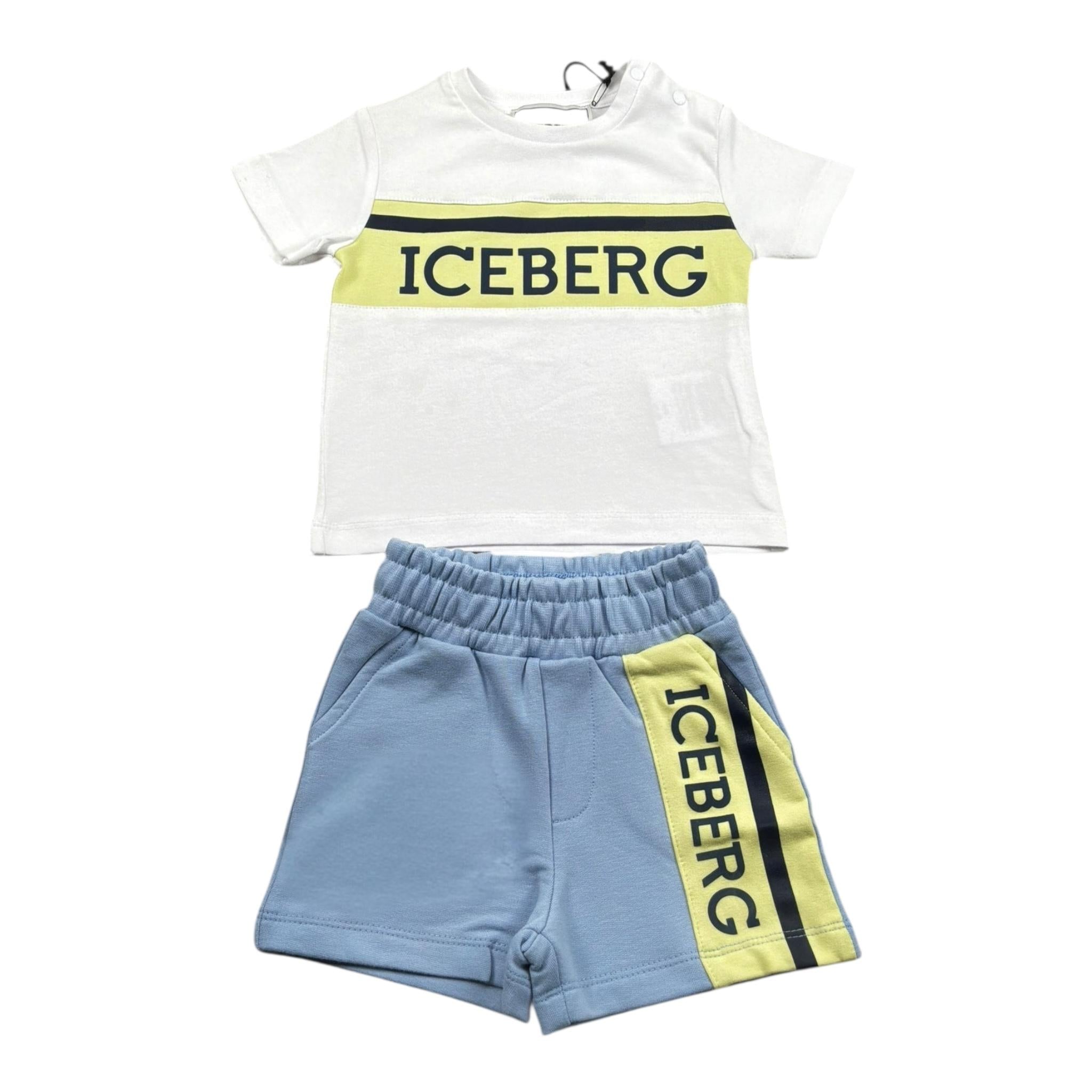Iceberg Completo 2 Pezzi Bicolore T-Shirt-Bermuda per Neonato CMBICE5104BX BIANCO ICEBERG 