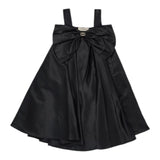 Twinset Abito Tinta Unita Con Fiocco E Bretelle Logate In Contrasto Nero Per Bambina