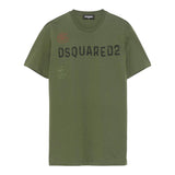 Dsquared2 T-Shirt Girocollo Tinta Unita con Stampa per Bambino DQ2753 VERDE DSQUARED2 