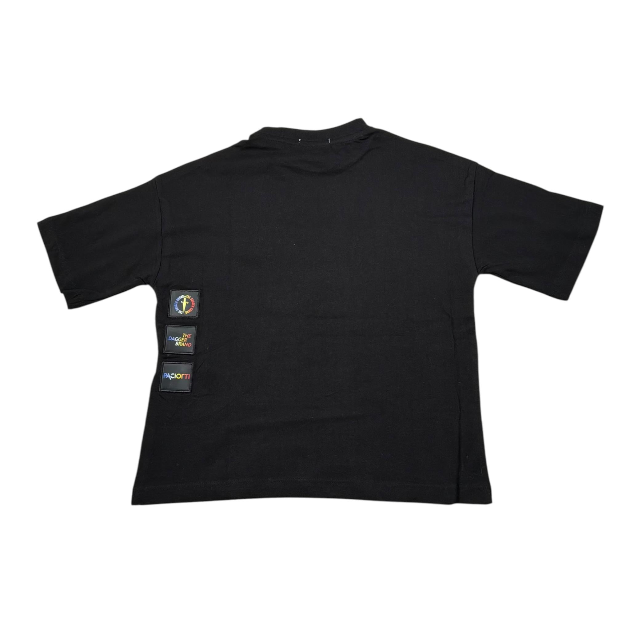 Cesare Paciotti T-Shirt Girocollo tinta unita con Stampa Nero per Bambino TSP5102J NERO CESARE PACIOTTI 