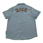 John Richmond Camicia Mezza Manica In Denim Tinta Unita per Neonato RBP25158CEB AZZURRO JOHN RICHMOND 