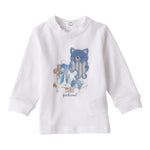 Mini Banda Shirt Tinta Unita Girocollo con Stampa per Neonato 3B608 BIANCO MINI BANDA 