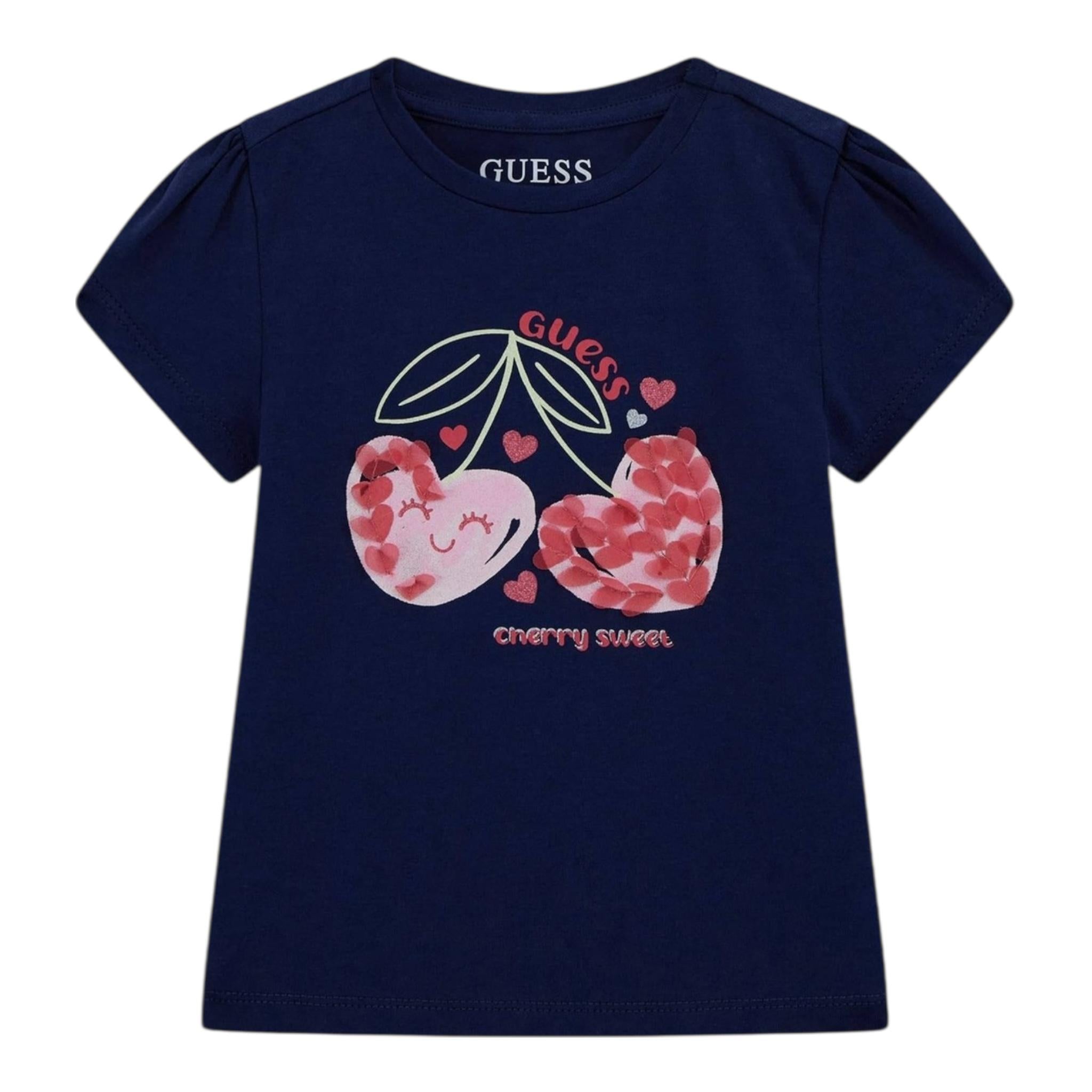 Guess T-Shirt Girocollo Tinta Unita con Stampa per Neonata K5GI03K6YW4 BLU GUESS 