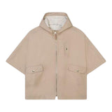 Chloe' Giubbino Tinta Unita Con Zip E Cappuccio Beige Per Bambina