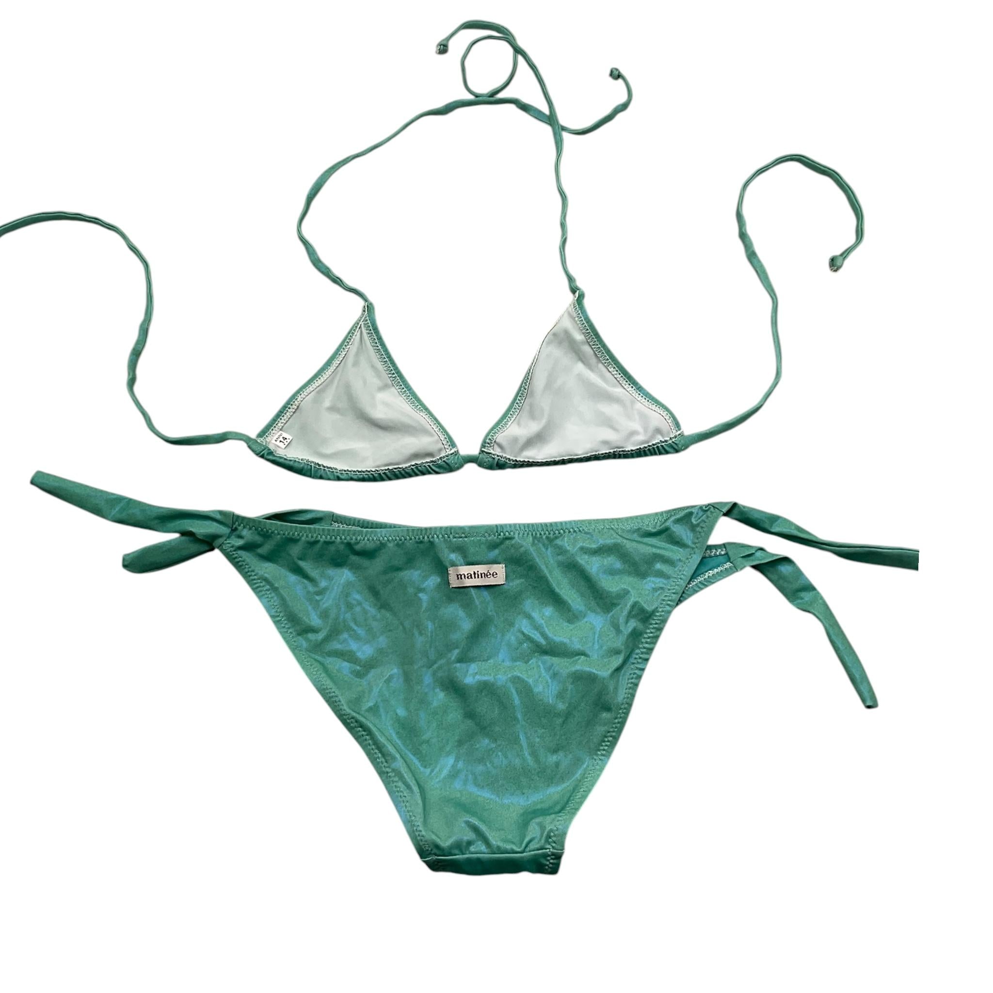 Matinée Costume 2 Pezzi Triangolo-Slip Tinta Unita  per Bambina CC3020 VERDE MATINÉE 