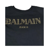 Balmain T-Shirt Girocollo Tinta Unita con Logo per Bambina BW8A91 NERO BALMAIN 