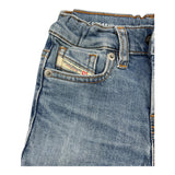 Diesel Bermuda In Denim Tinta Unita Con Girovita Regolabile Blu Per Neonato