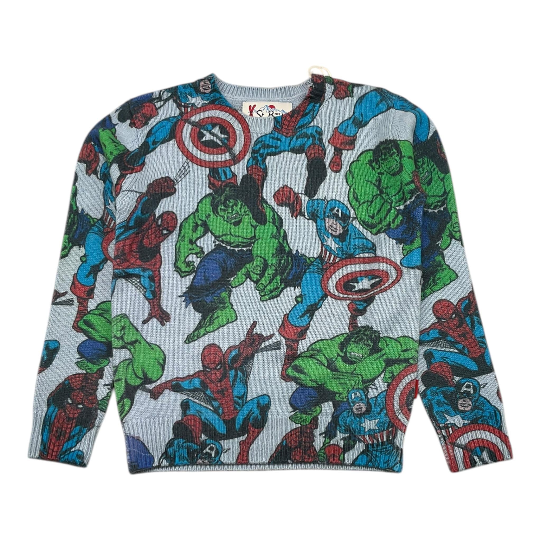SAINT BARTH maglia tinta unita con stampa avengers Azzurro per Bambino DOU0019 AZZURRO SAINT BARTH 