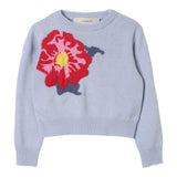 SIMONETTA maglia girocollo tinta unita con ricamo floreale Azzurro per Bambina SV9B10 AZZURRO SIMONETTA 