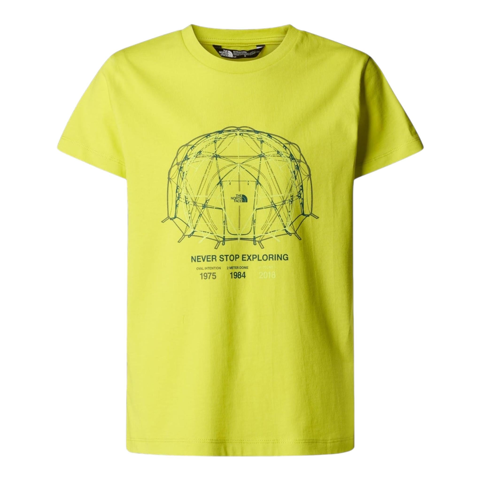 The North Face T-Shirt Girocollo Tinta Unita con Stampa per Bambino NF0A8AXGJE31S GIALLO THE NORTH FACE 