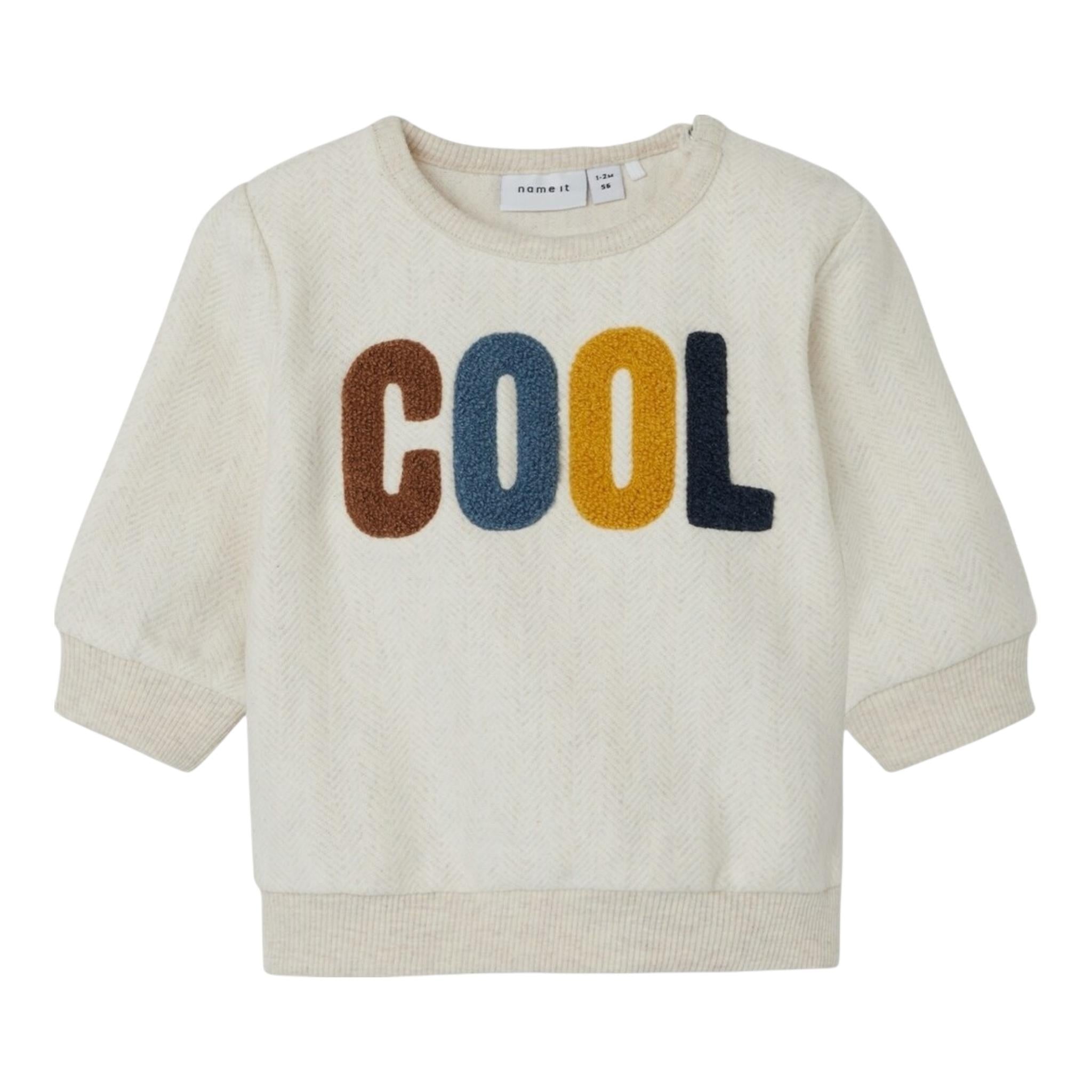 NAME.IT felpa chiusa girocollo tinta unita con stampa  Panna per Neonato 13233468 PANNA NAME.IT 