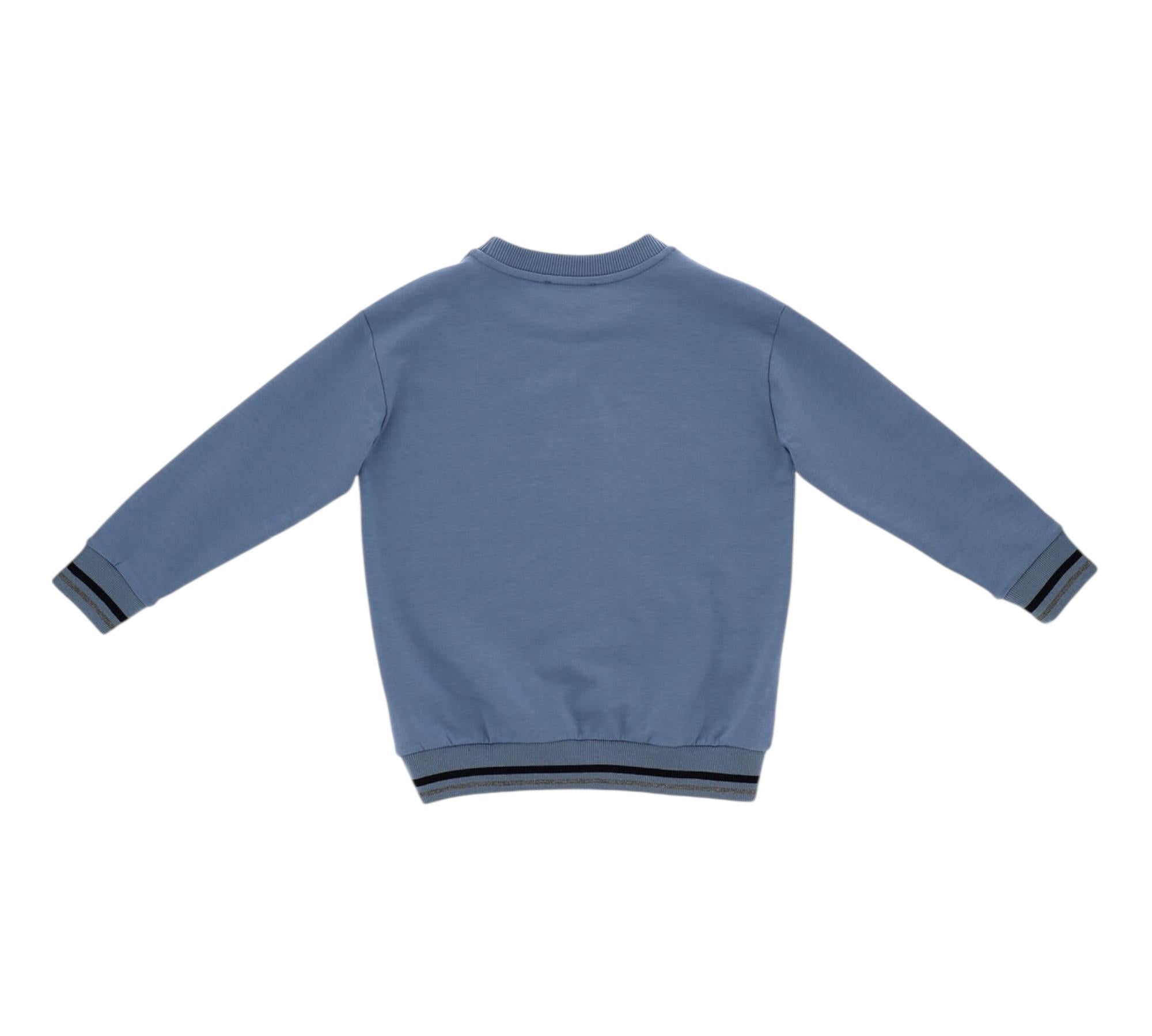 Monnalisa Felpa Chiusa Girocollo Tinta Unita con Stampa per Bambino 256608 AZZURRO POLVERE MONNALISA 