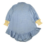 Coco' Et Mama' Abito Manica Lunga Tinta Unita con Polsini In Paglia per Bambina RHEA AZZURRO COCO' ET MAMA' 