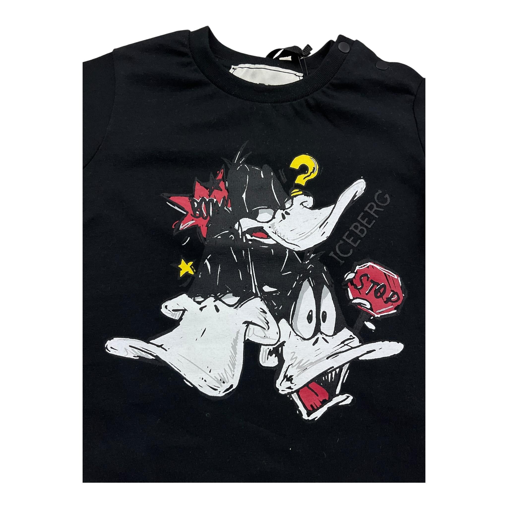 Iceberg T-Shirt Girocollo Tinta Unita con Stampa per Neonato TSICE5107B NERO ICEBERG 