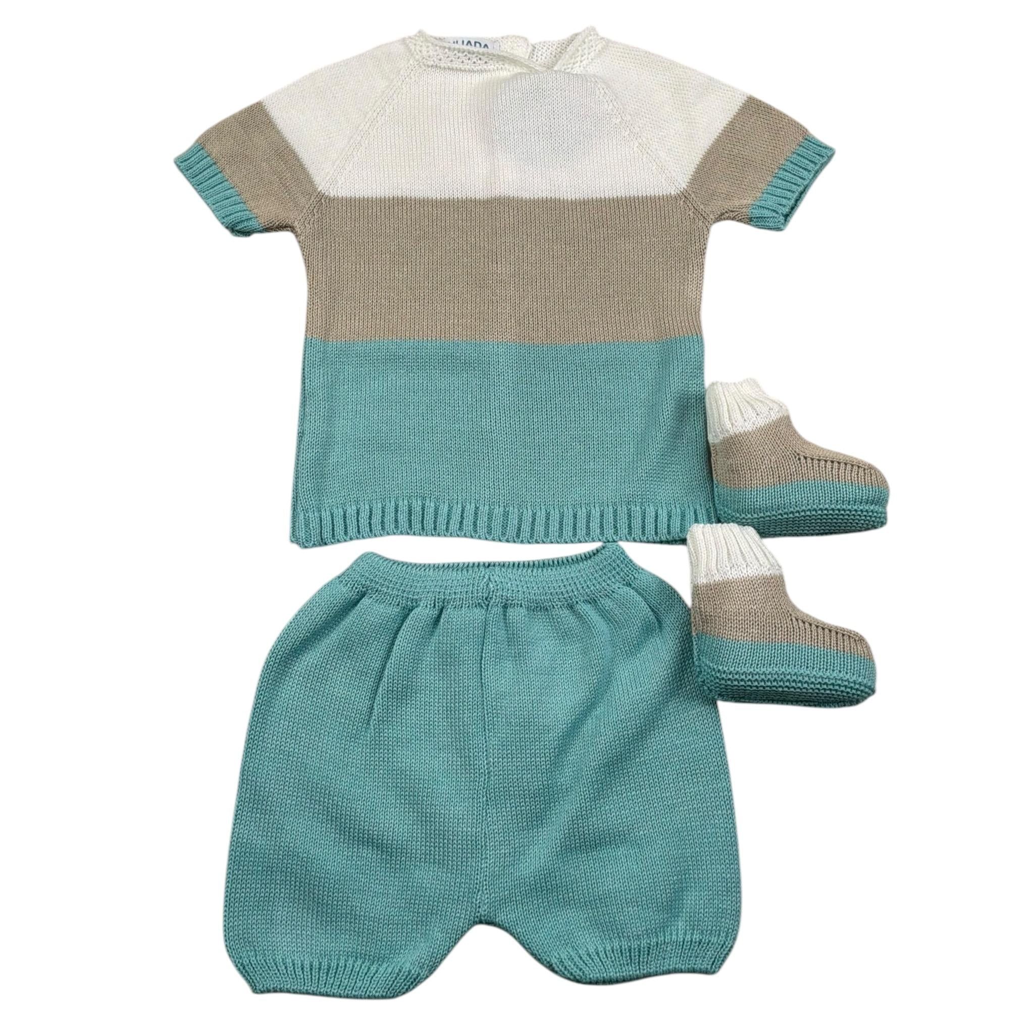 Juliana Completo 3 Pezzi T-Shirt-Culotte-Babbucce per Neonato 25067 MULTICOLOR JULIANA 