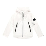 C.P. Company Giubbino Tinta Unita Con Zip E Cappuccio Bianco Per Bambino