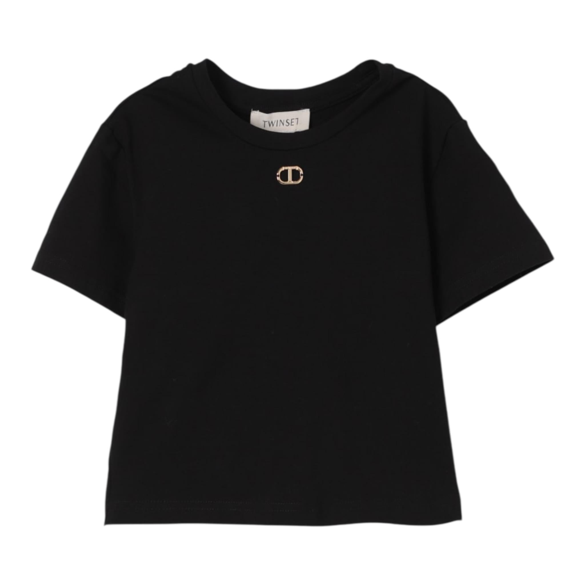 Twinset T-Shirt Girocollo Tinta Unita per Bambina 251GJ2481 NERO TWINSET 