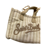 Saint Barth Ciondolo Mini Borsa Fantasia A Righe con Logo per Bambina KEYB002 BEIGE/BIANCO SAINT BARTH 