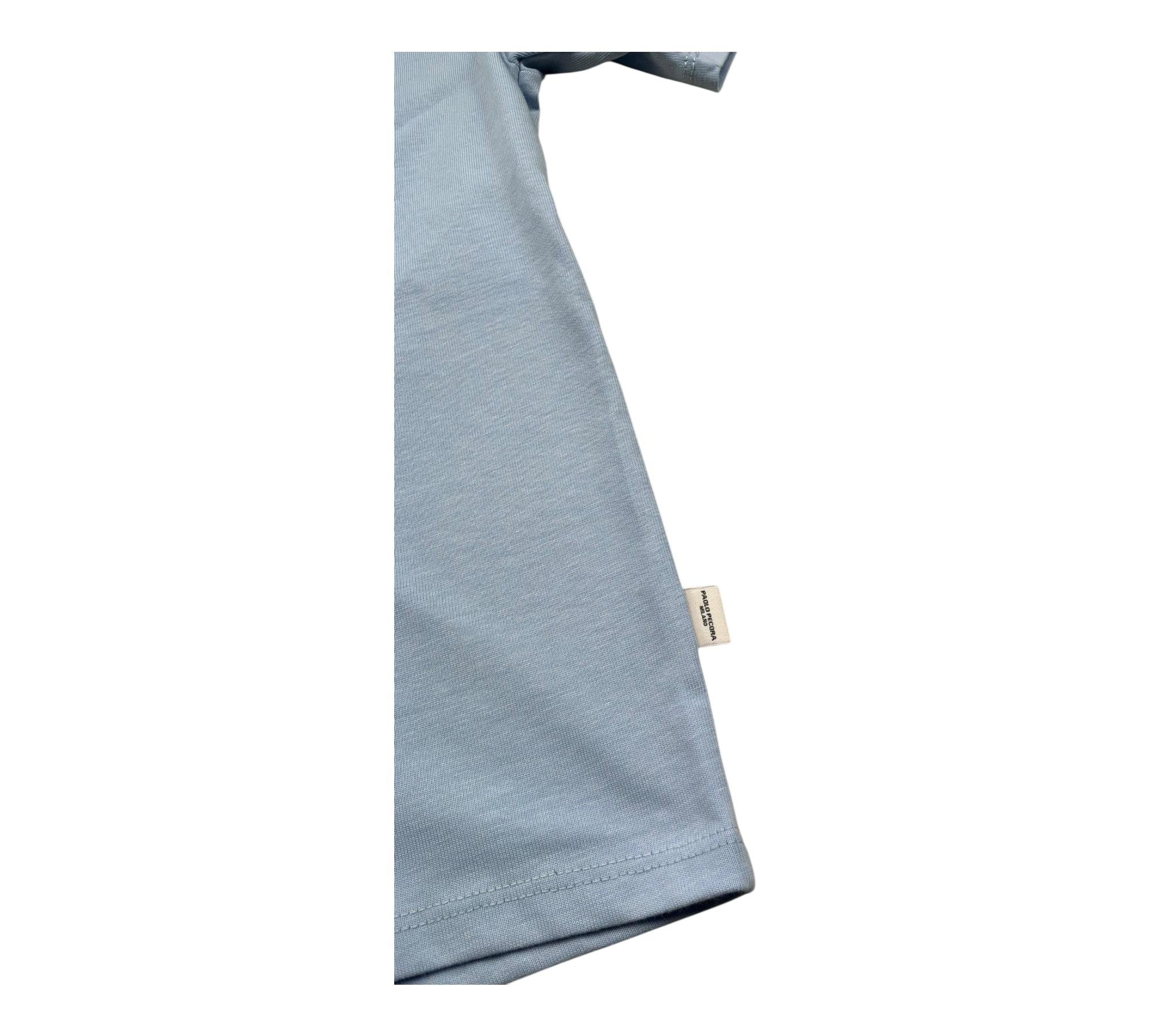 Paolo Pecora T-Shirt Girocollo Tinta Unita con Taschino per Bambino PP4364 AZZURRO PAOLO PECORA 