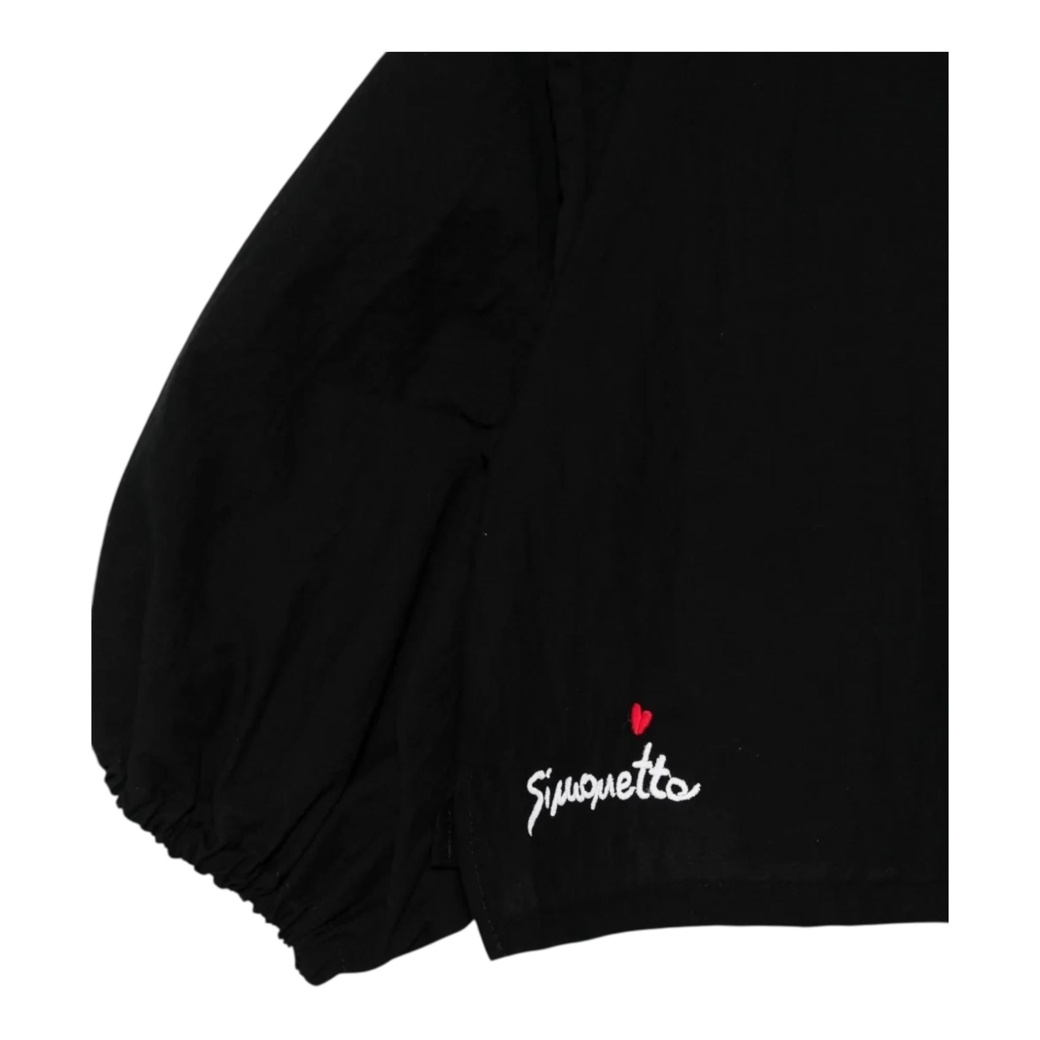 Simonetta Camicia Tinta Unita con Logo per Bambina SW5A03 NERO SIMONETTA 