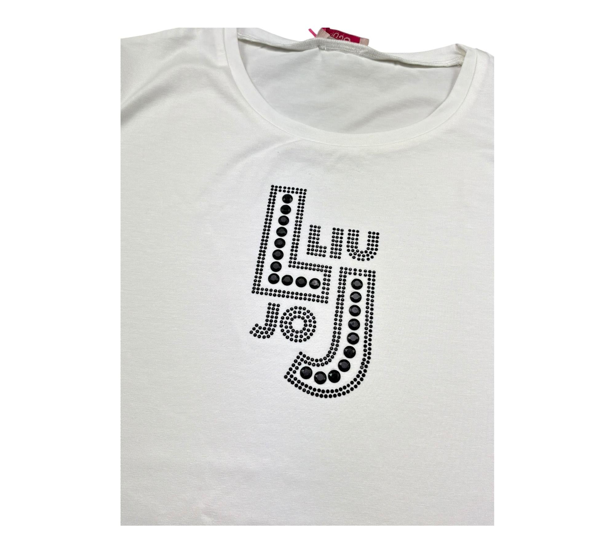 Liu Jo T-Shirt Girocollo Tinta Unita con Brillantini per Bambina GA5119X BIANCO LIU JO 