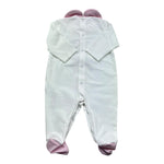 Le Bebe Tutina Manica Lunga Tinta Unita con Colletto E Stampa In Contrasto per Neonata LBG6263 BIANCO LE BEBE 