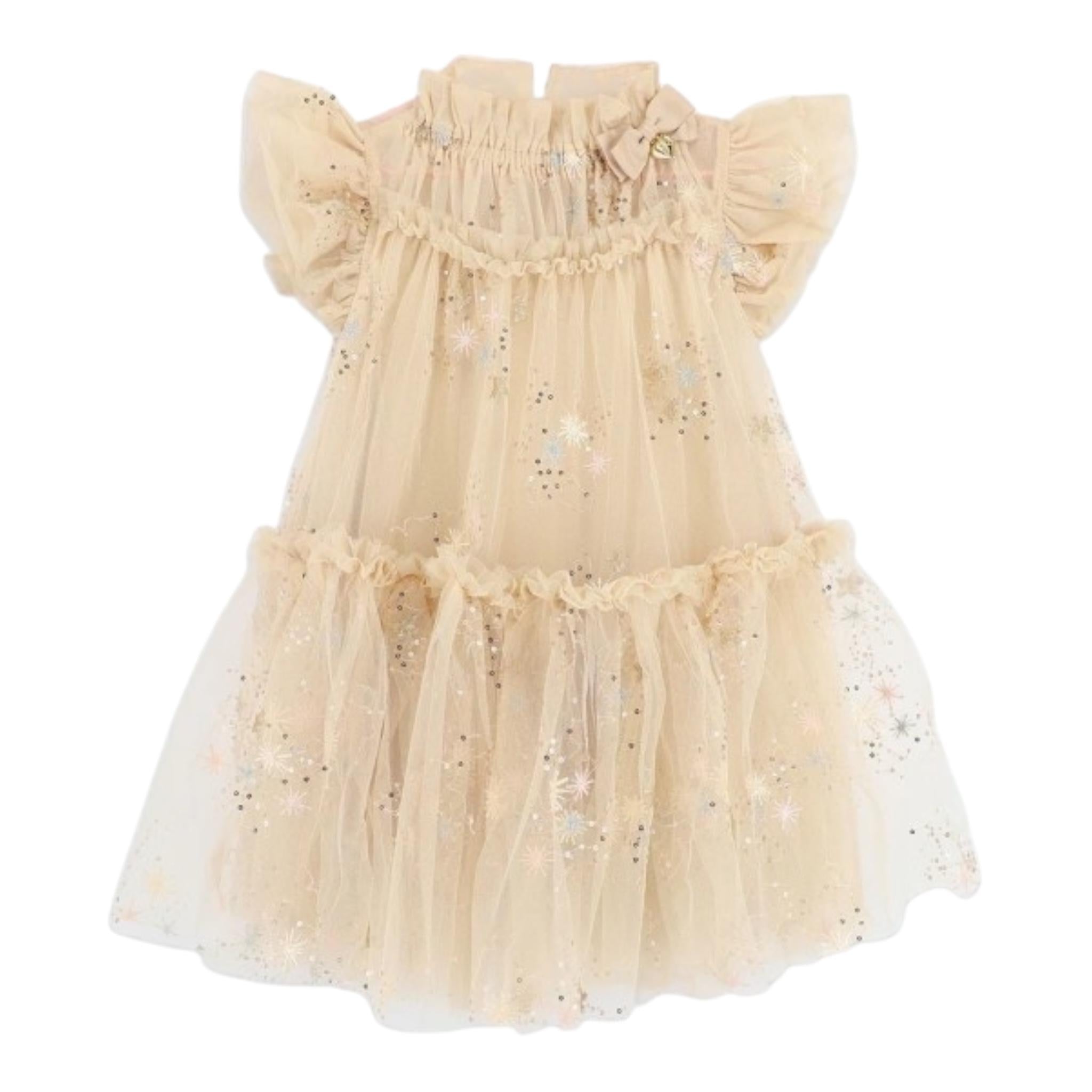 ANGEL'S FACE abito giromanica tinta unita con tulle Oro per Bambina MARIETTA ORO ANGEL'S FACE 