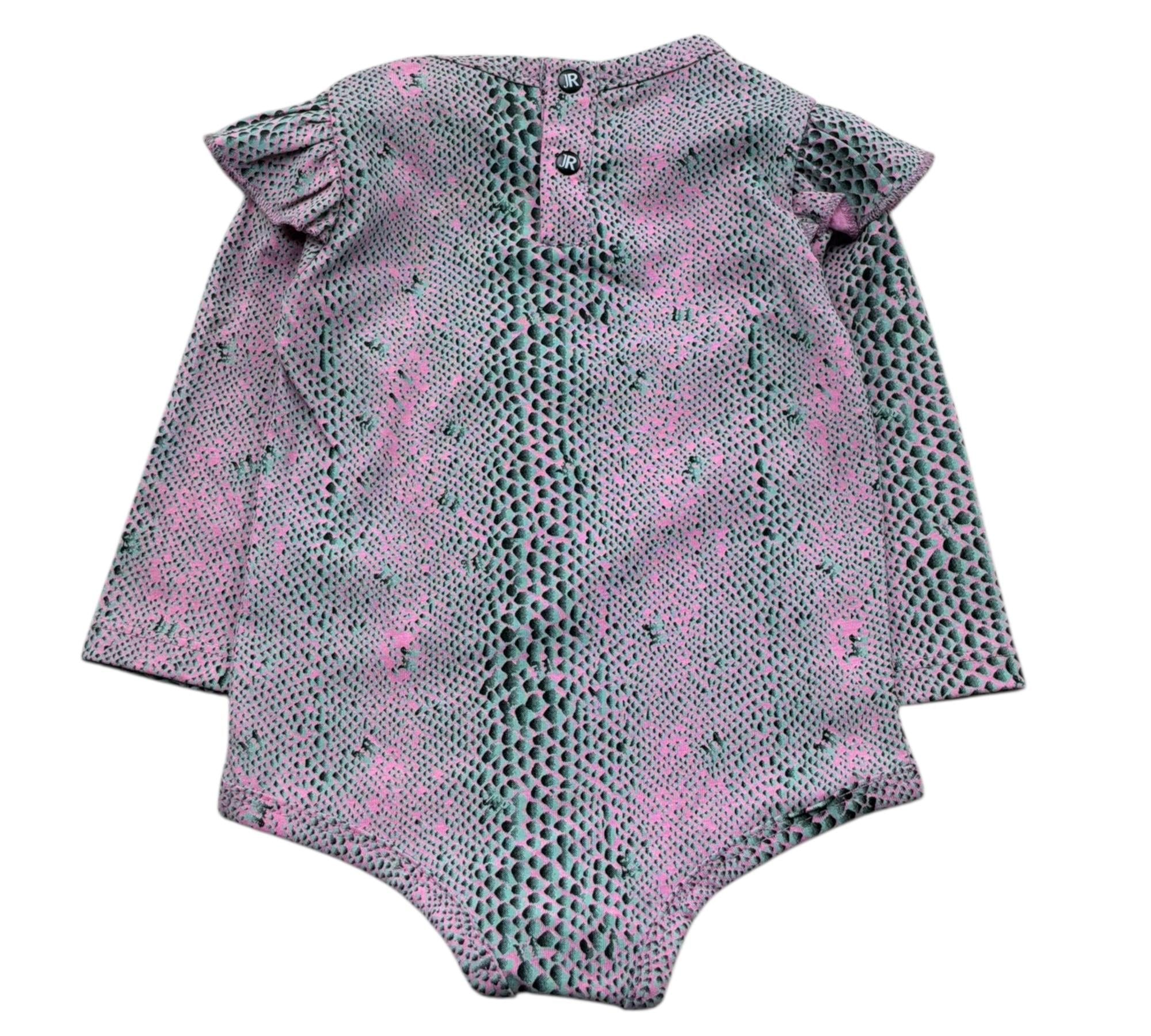 John Richmond Body Manica Lunga Fantasia Pitonata per Neonata RIP26052BD ROSA JOHN RICHMOND 