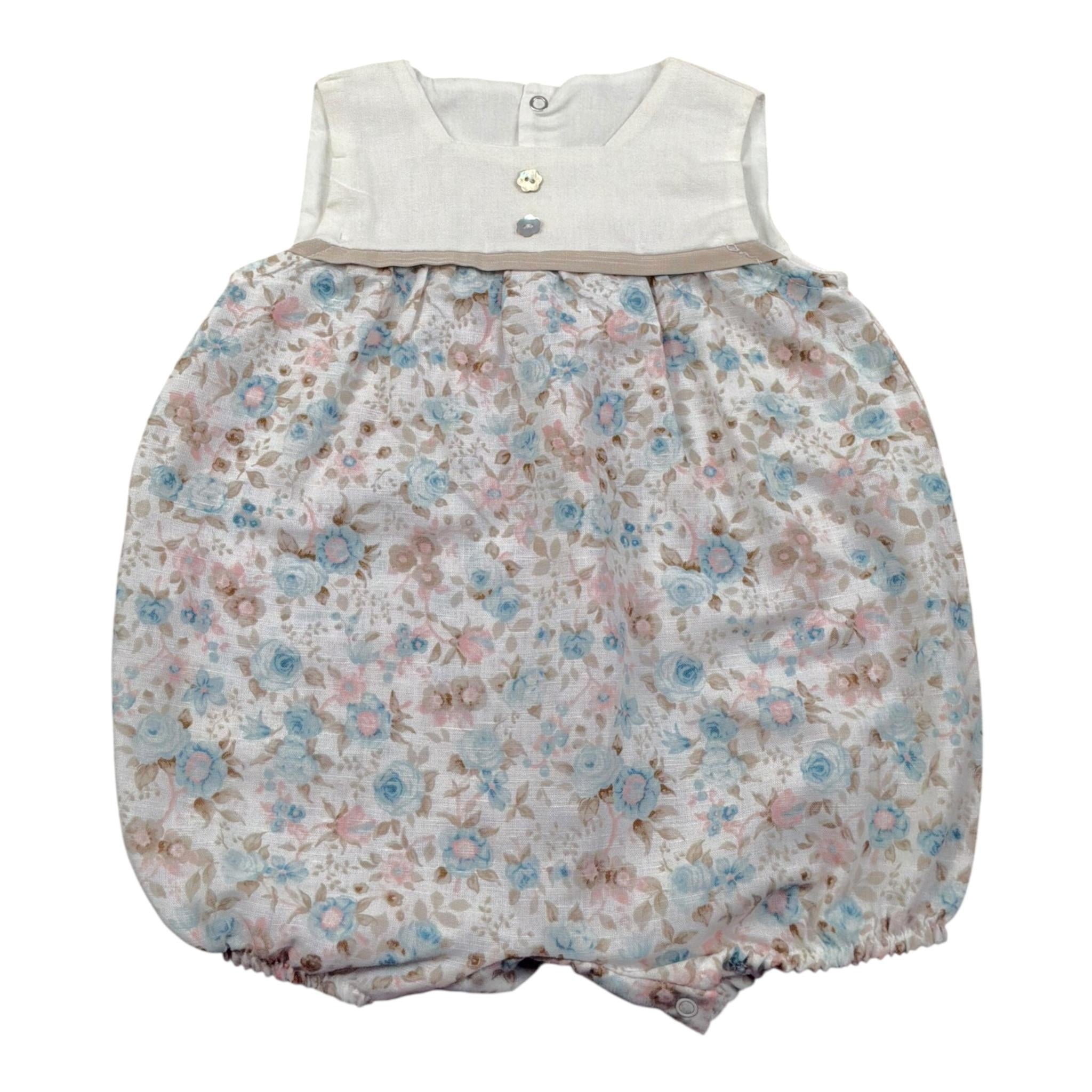 Babyvip Pagliaccetto Tinta Unita con Fantasia Fiori per Neonata T2820 BIANCO BABYVIP 