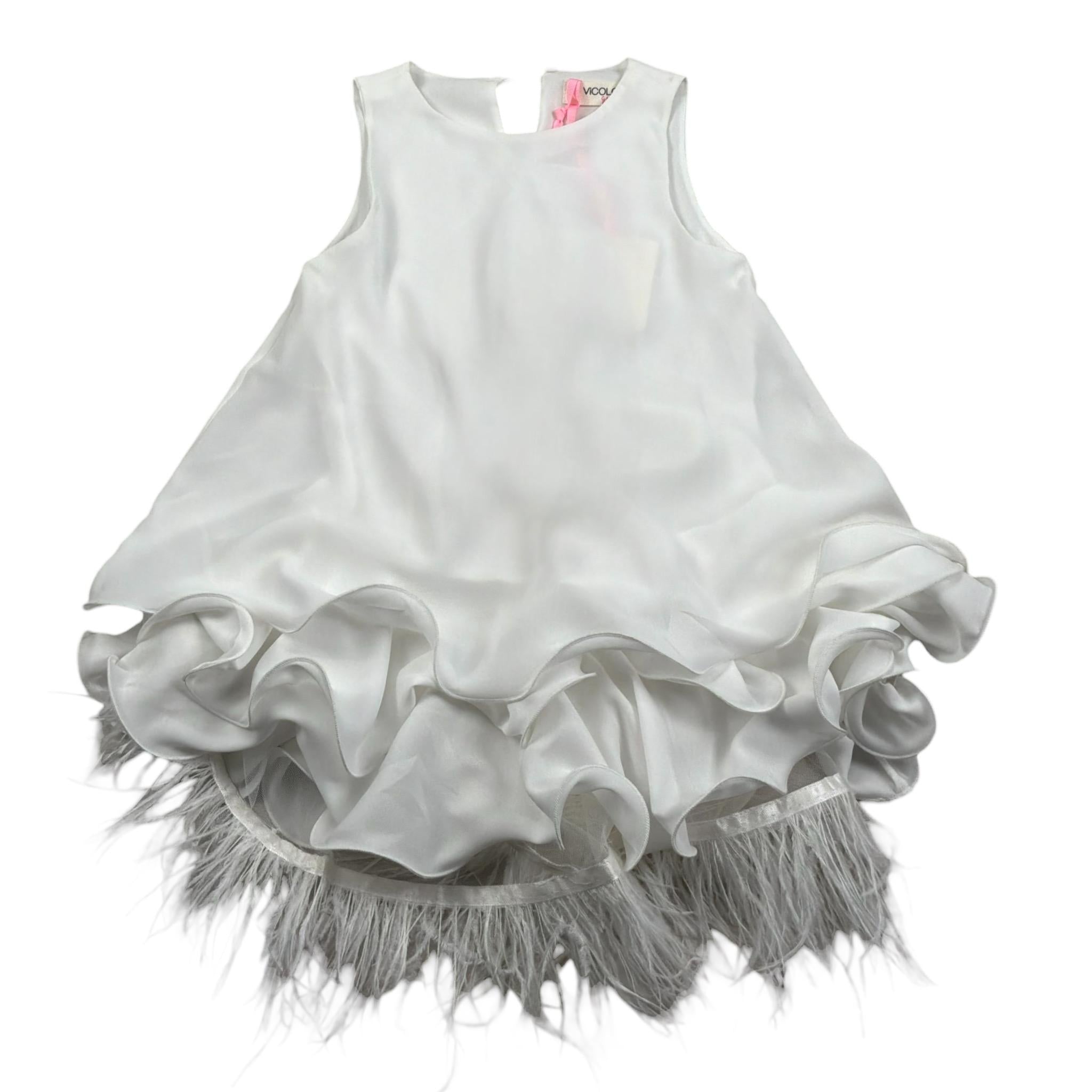 Vicolo Abito Giromanica Tinta Unita con Sottoveste per Bambina 3146V00286 BIANCO VICOLO 