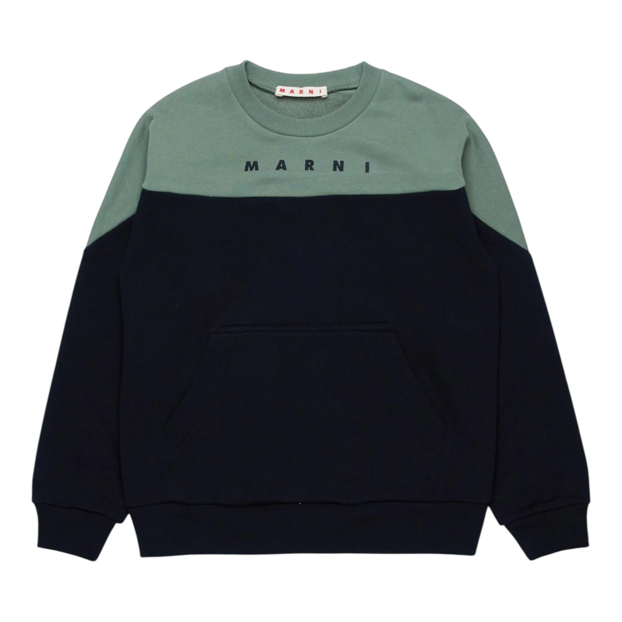 MARNI felpa chiusa bicolore girocollo Nero/verde per Bambino M01220 NERO/VERDE MARNI 