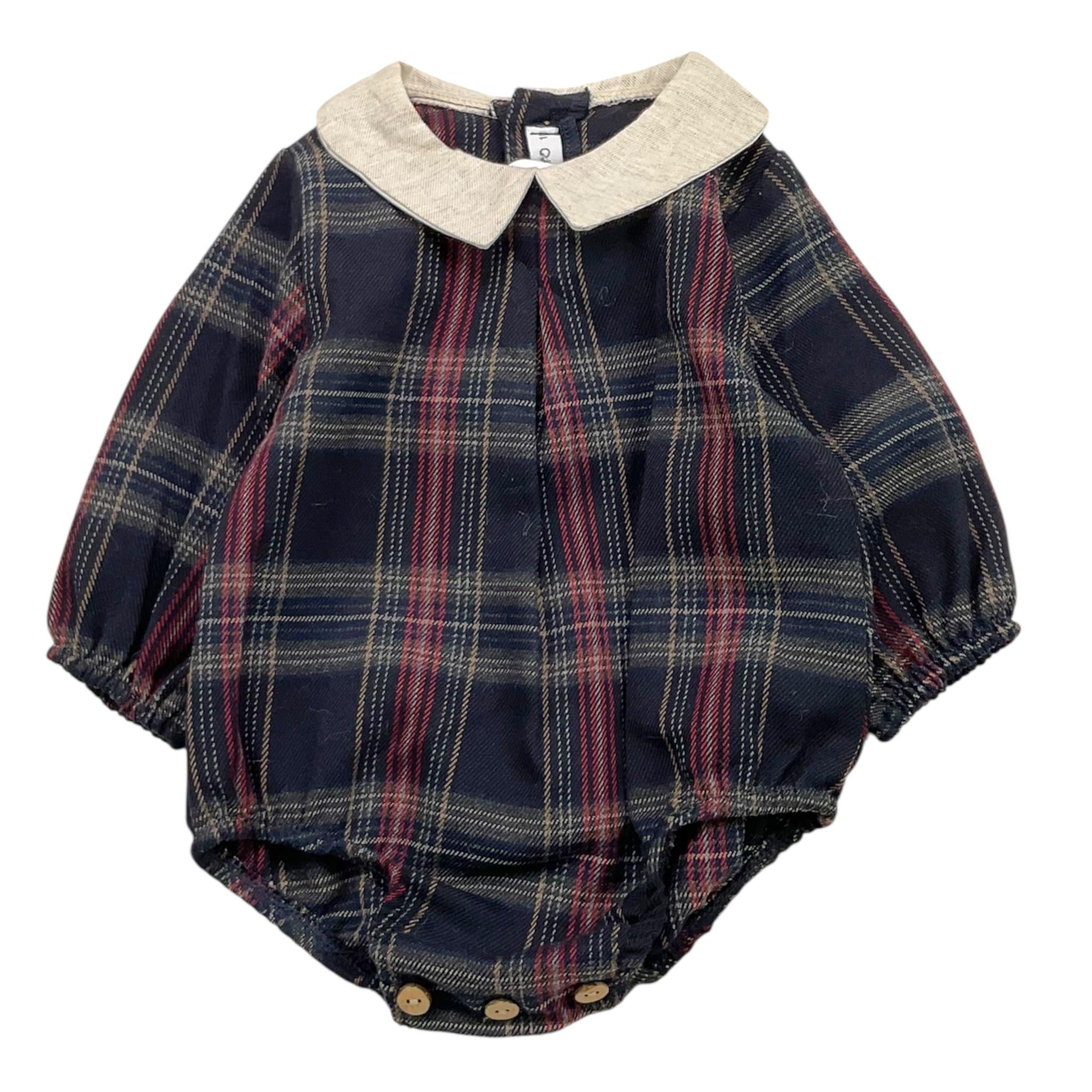 CALAMARO pagliaccetto tinta unita con fantasia righe e colletto Blu per Neonata 32462XX BLU CALAMARO 