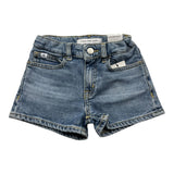 Calvin Klein Short Tinta Unita In Denim Con Girovita Regolabile Blu Per Bambina