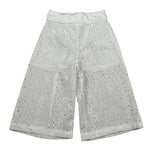 M+E' Pantalone Palazzo tinta unita In Pizzo Sangallo Bianco per Bambina UE1801 BIANCO M+E' 