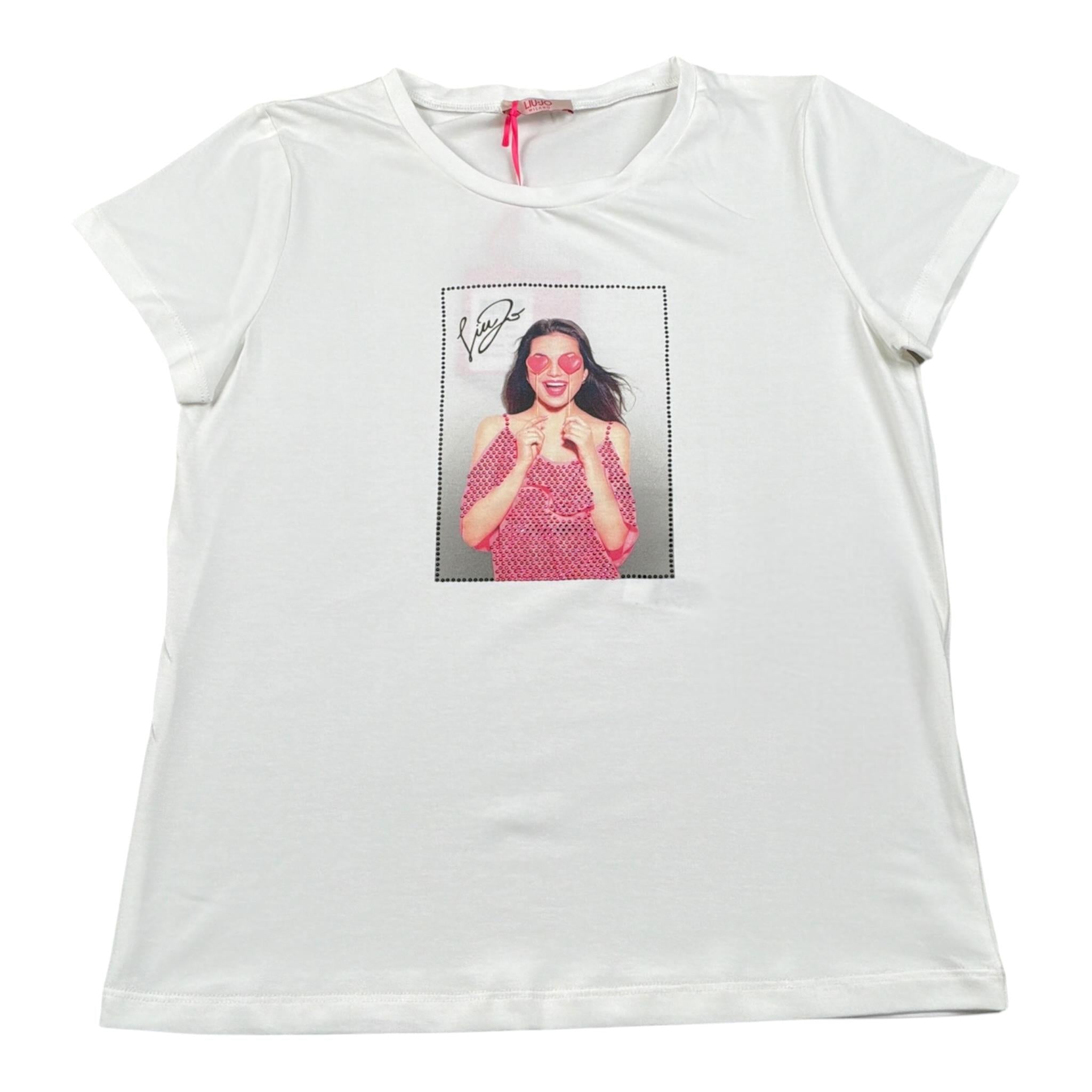 Liu Jo T-Shirt Girocollo tinta unita con Stampa Bianco per Bambina GA4056 BIANCO LIU JO 