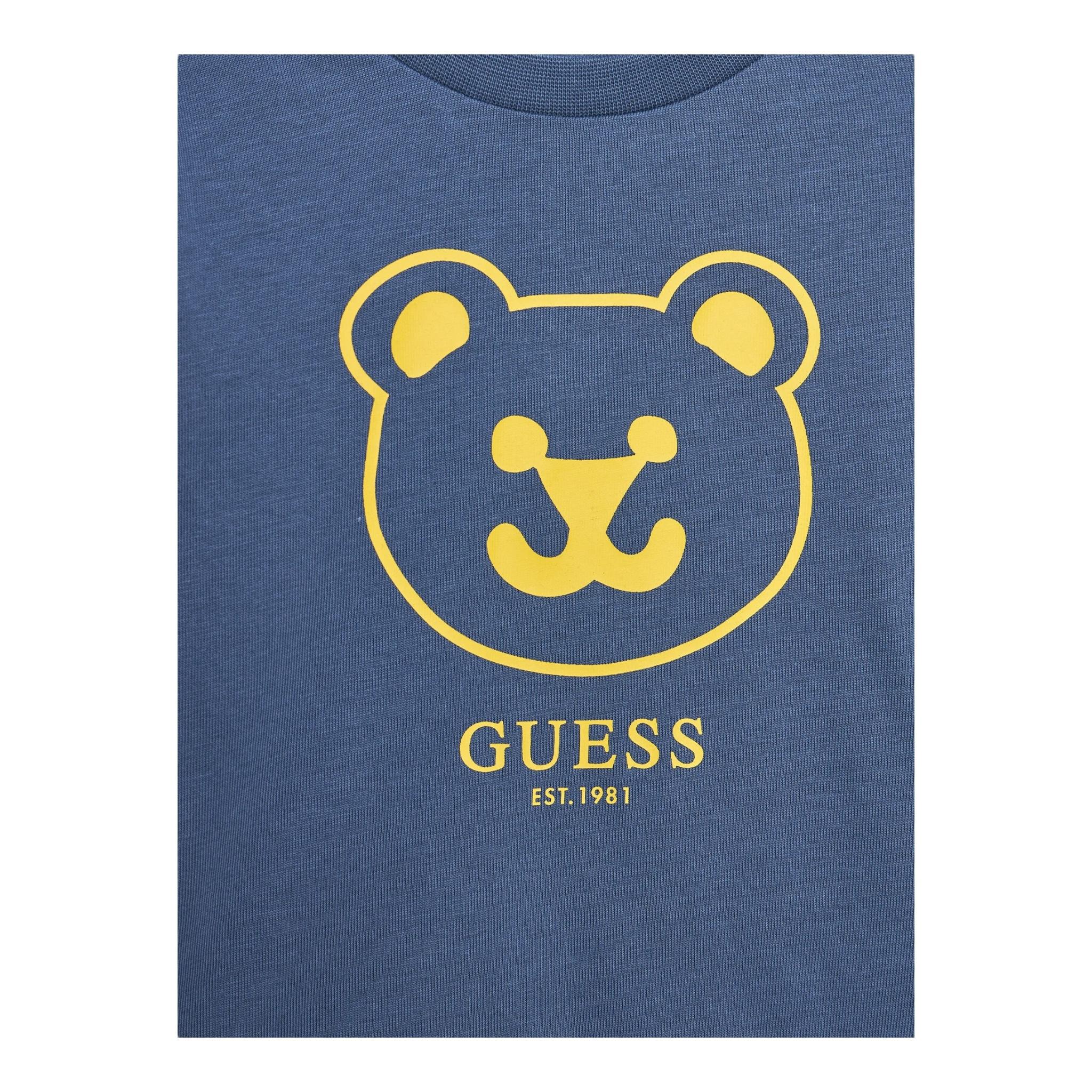 GUESS shirt girocollo tinta unita ocn logo Blu per Neonato I4YI01K8HM4 BLU GUESS 