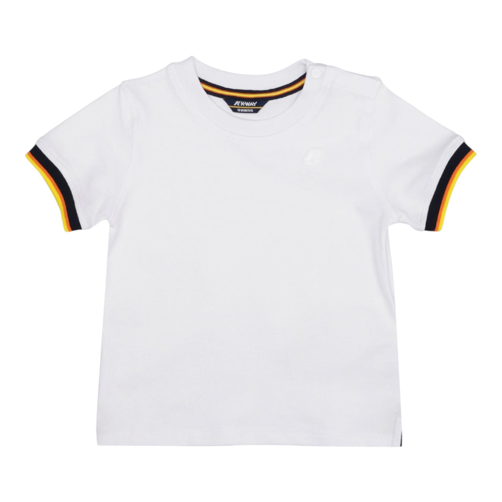 K-Way T-Shirt Tinta Unita Girocollo con Profili In Contrasto per Neonato K41319W BIANCO K-WAY 