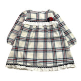 JULIANA abito tinta unita con fantasia a quadri e colletto Bianco per Neonata 24660X BIANCO JULIANA 