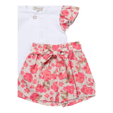 Twinset Completo 2 Pezzi T-Shirt-Bermuda Bicolore Bianco/Rosa Per Bambina