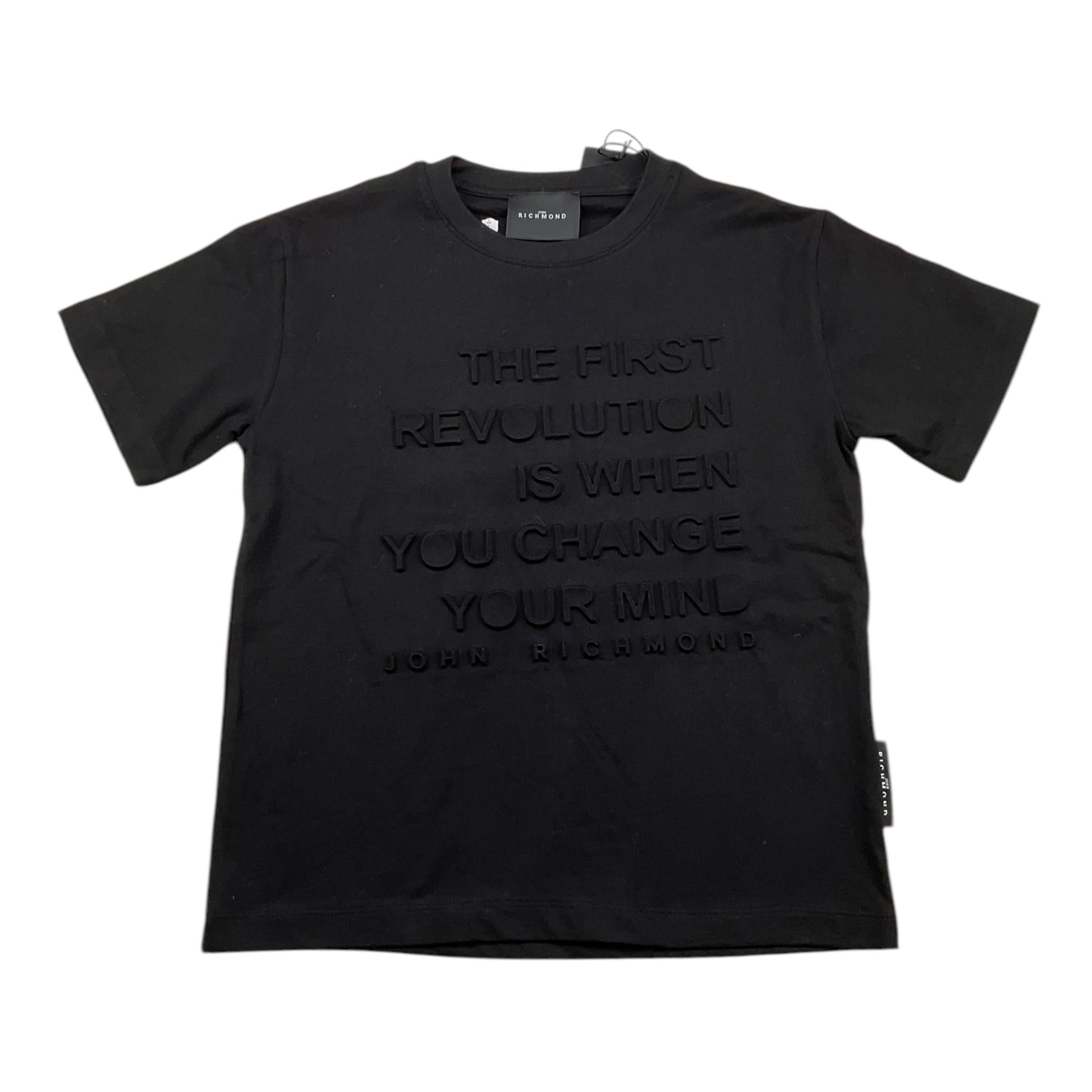 JOHN RICHMOND t-shirt girocollo tinta unita con stampa  Nero per Bambino RBA25024TS NERO JOHN RICHMOND 