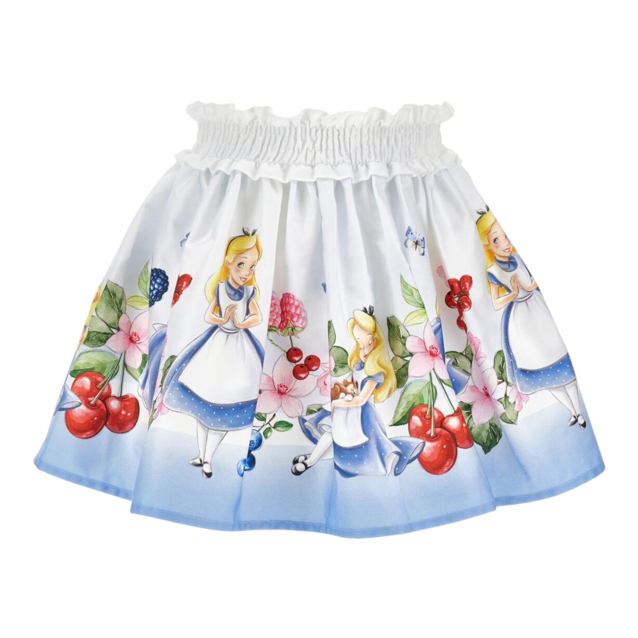 Monnalisa Gonna Tinta Unita con Fantasia Disney per Bambina 11E707 BIANCO MONNALISA 