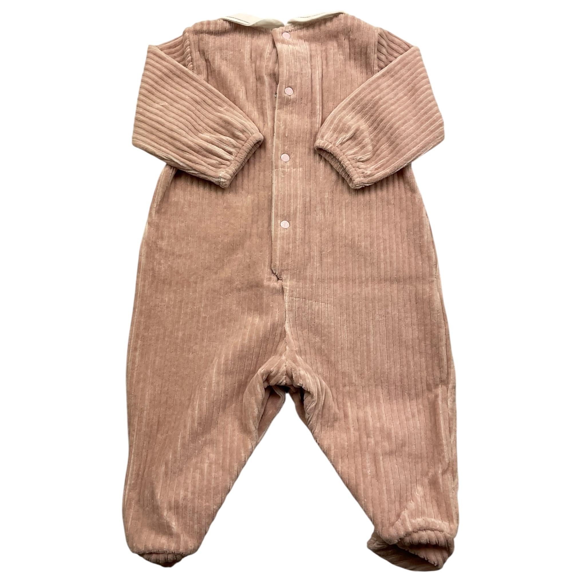 BARCELLINO tutina manica lunga tinta unita in ciniglia Rosa per Neonata 116309 ROSA BARCELLINO 