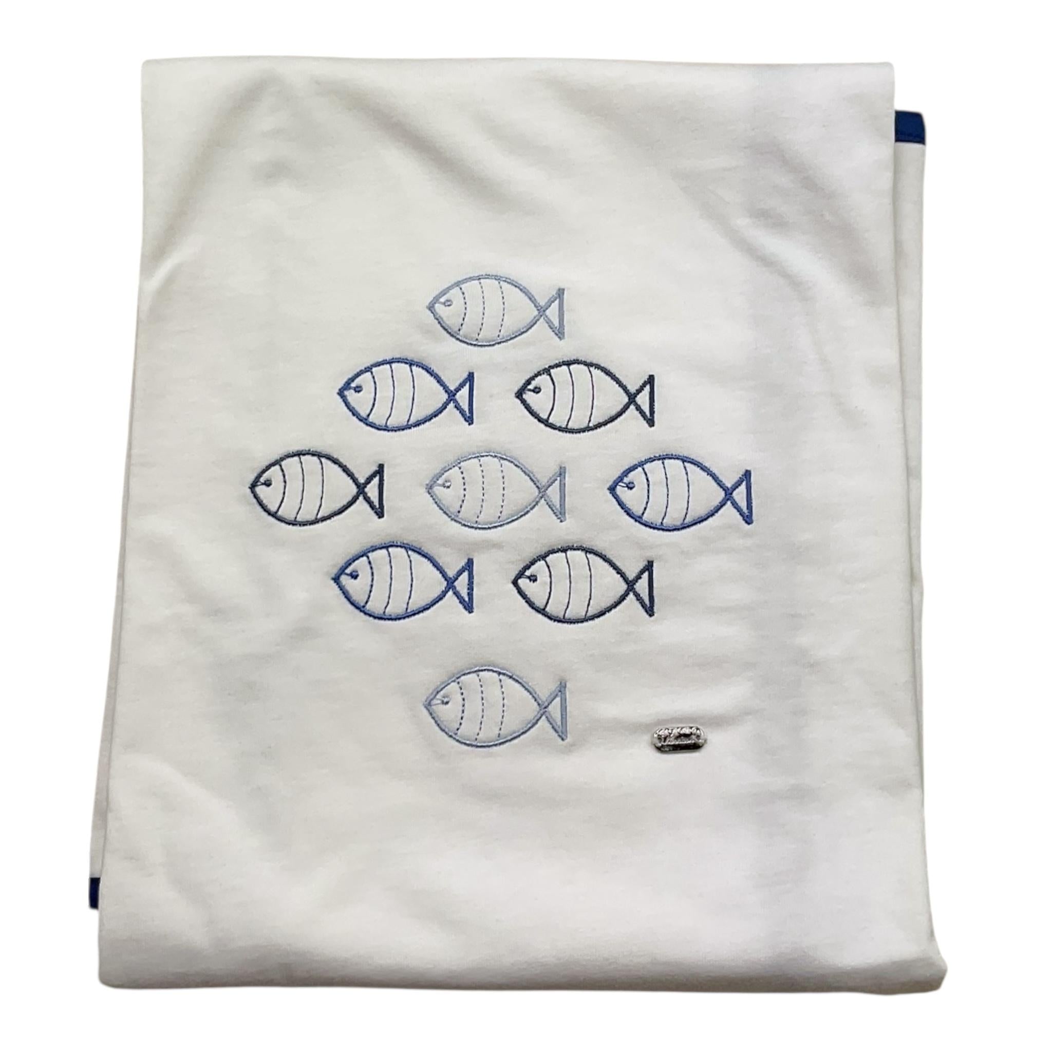 Ninnaoh Coperta Tinta Unita con Stampa per Neonato E21COP215 BIANCO NINNAOH 