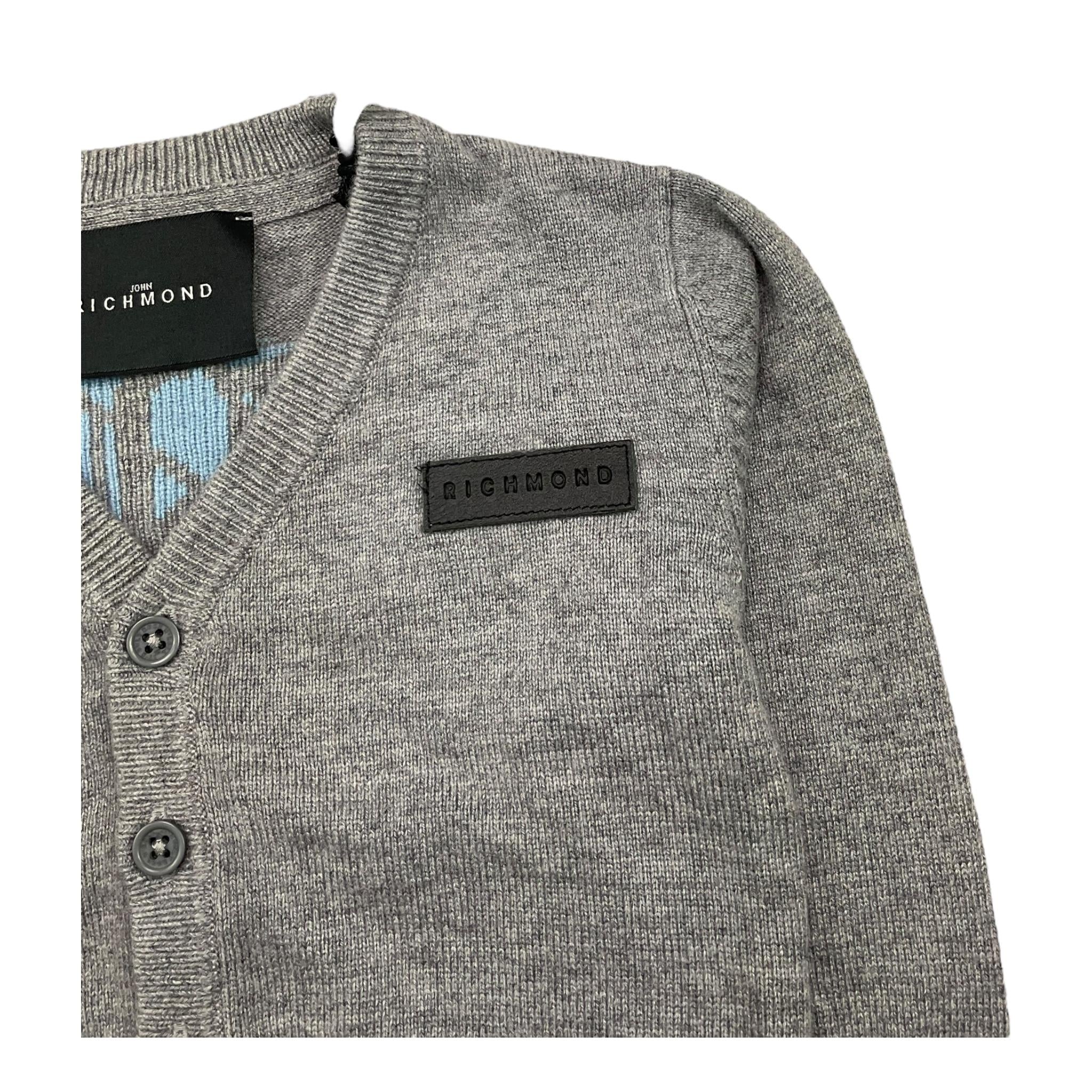 JOHN RICHMOND cardigan tinta unita con stampa in contrasto Grigio per Neonato RIA250101CD GRIGIO JOHN RICHMOND 