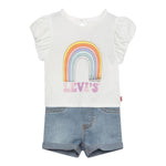 Levi'S Completo 2 Pezzi T-Shirt-Short In Denim per Neonata 1EH076 BIANCO LEVI'S 