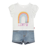 Levi'S Completo 2 Pezzi T-Shirt-Short In Denim per Neonata 1EH076 BIANCO LEVI'S 