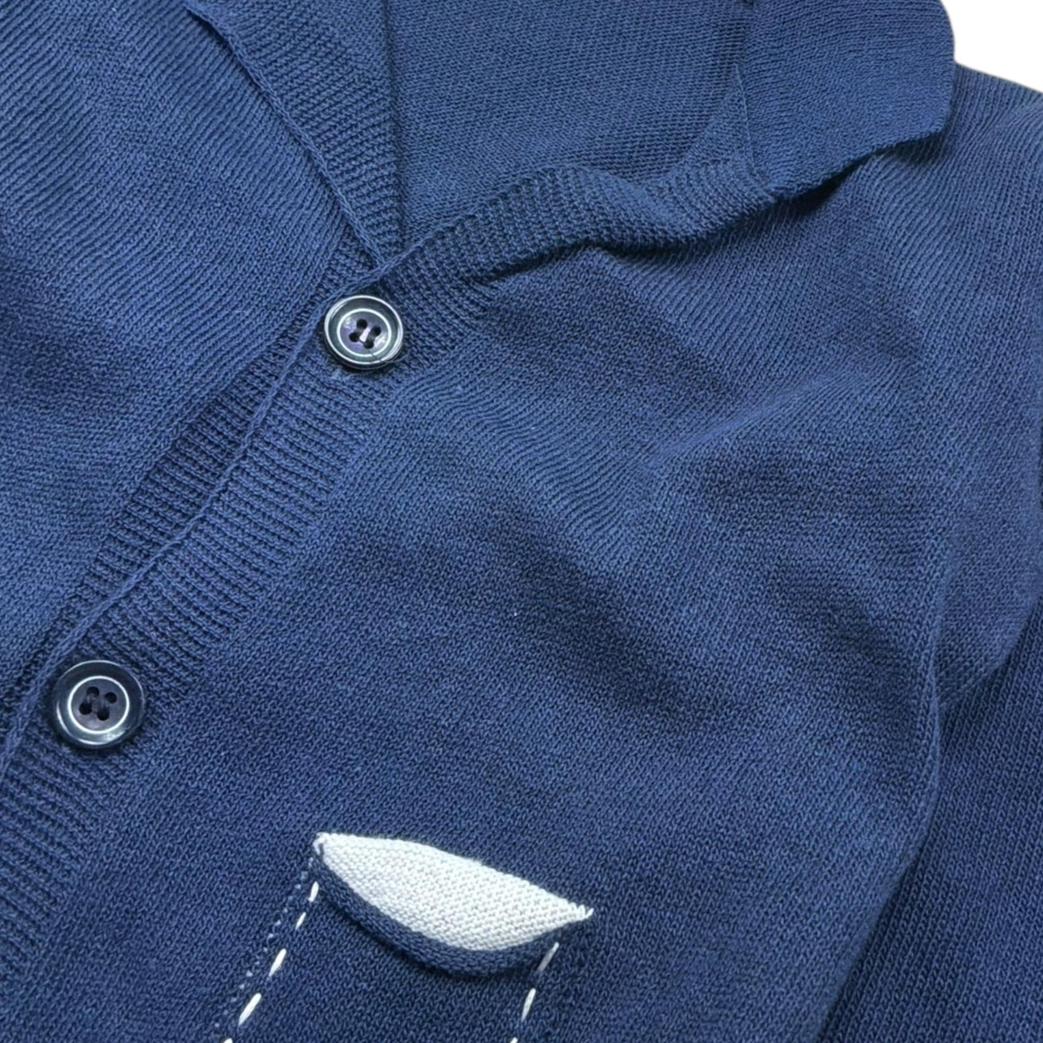 Manuel & Frank Cardigan Tinta Unita con Profili In Contrasto per Neonato MF4236I BLU MANUEL & FRANK 