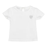 M+E' T-Shirt Girocollo Tinta Unita con Stampa In Contrasto Bianco per Neonata