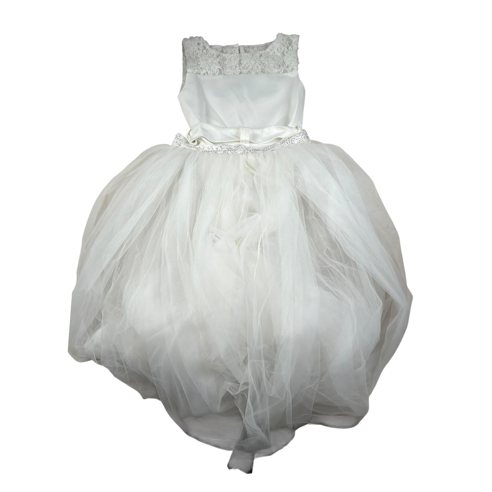 Isabel Tuta Cerimoniale Tinta Unita con Gonna Tulle per Bambina IS24C322S BIANCO ISABEL 