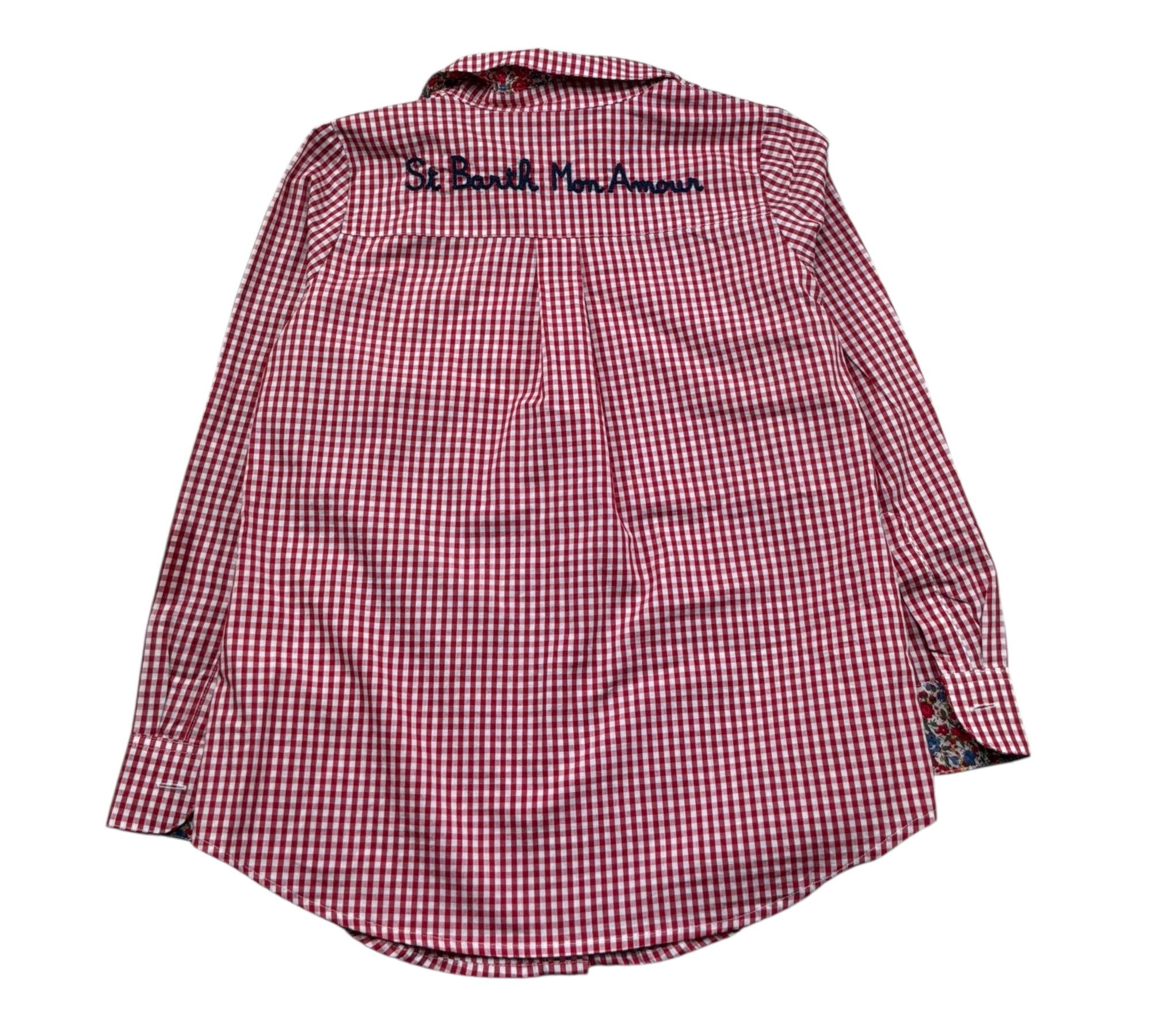 Saint Barth Camicia Manica Lunga Fantasia Quadretti per Bambina COTTON ROSSO SAINT BARTH 